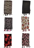 Chiffon Scarves for Women, Black, Pack of 6