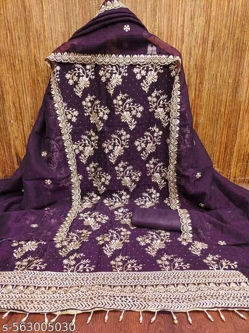 Georgette Punjabi/All Over Suits for Women (Purple, 6.65 meter (XXL)