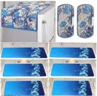 Knit Printed Fridge 6 Pcs Mat with 2 Pcs Handle & Top Cover 