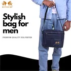 Polyester Small Messenger Crossbody Bag for Men (Navy Blue, 12 inches)