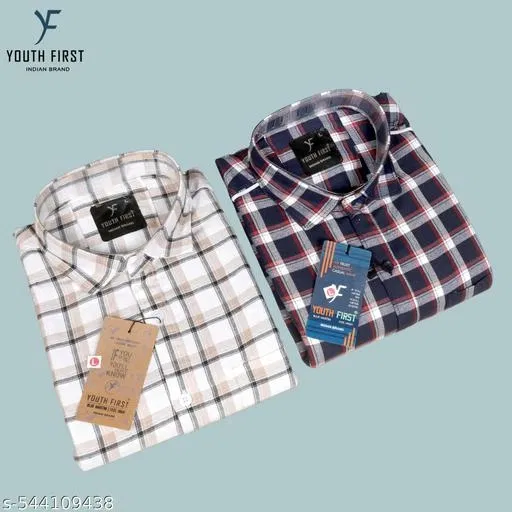 Cotton Blend Checked Shirts for Men, Multicolor (XXL)