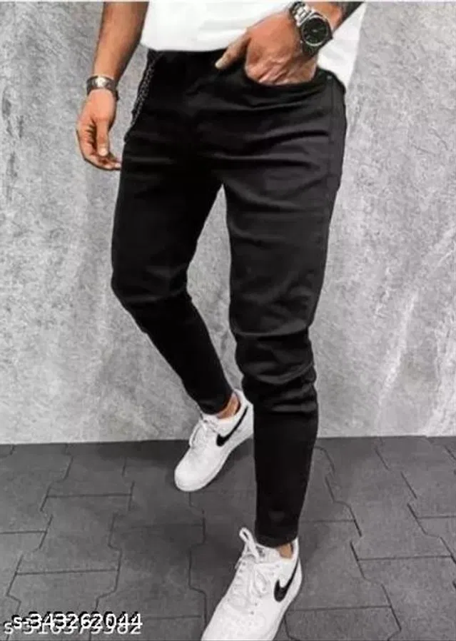 Denim Slim Fit Jeans for Men (Black, 28)