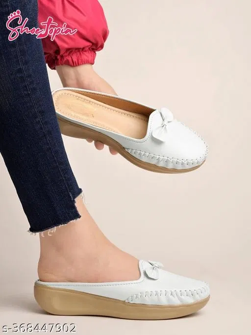 Shoetopia Loafers for Women (White, IND-9)