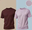 Polyester Round Neck T-shirt for Men, Multicolour, Pack of 2 