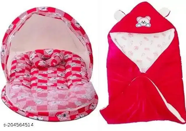 Baby Sleeping Bag with Mosquito Net (Red, Set of 2)