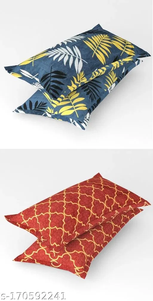 Cotton Pillow Covers (Multicolor, 17x27 inches) (Pack of 4)