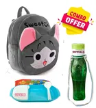 Fabric Backpack with Lunch Box & Water Bottle for Kids 