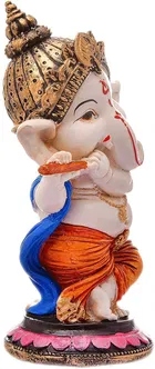 Bansuri Ganesha Polyresin Idols 7L X 7W X 10.8H Cm