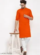 Kurta For Men (Orange, M)