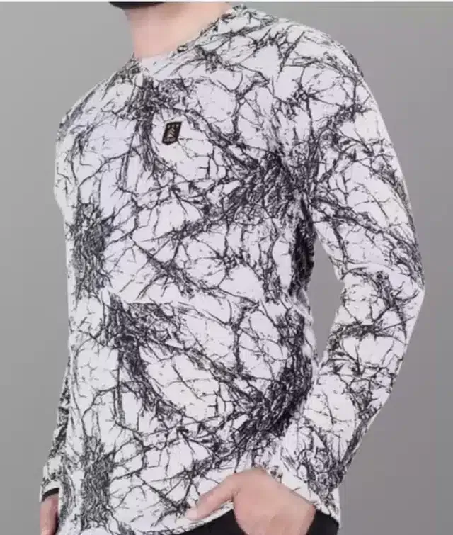 Full Sleeves Printed Men T-Shirt (White, M)