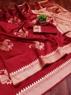 Litchi Silk Zari Woven Saree for Women, Red 