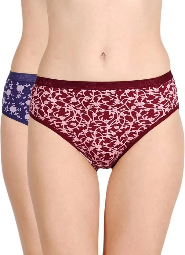 Cotton Blend Printed Briefs for Women, Pack of 2 (Multicolor, S)