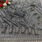 Lycra Blend Solid Saree for Women, Grey 