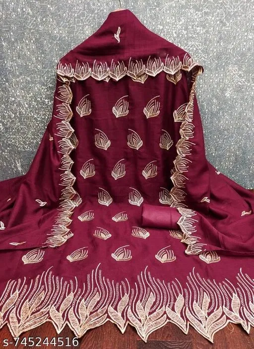 Embroidered Vichitra Silk Punjabi/All Over Suits Semi-Stitched Suits (Multicolor, 6.45 meter for Women (XL)