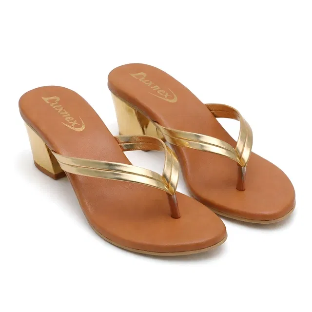Solid Block Sandals for Women (Brown, 8)