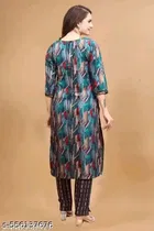 Daily Wear Cotton Blend Kurta with Pant for Women, Multicolor 