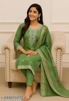 Embroidered Cotton Kurta Set for Women 
