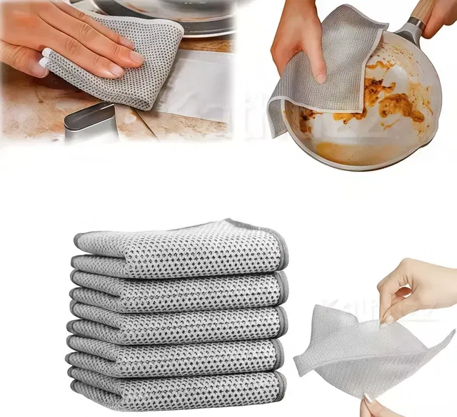Non Scratch Wire Dish Cloth, Multipurpose Dishwashing Cloth, Dry Cleaning Scrubber (Pack of 5)