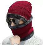 Woolen Winter Beanie Cap with Neck Warmer for Men 