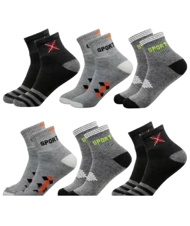 Cotton Blend Socks for Unisex (Multicolor, Pack of 6)