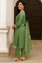 Embroidered Silk Kurta Set for Women 