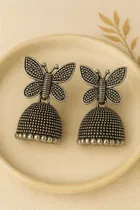Women's Silver Oxidised Jhumka Earrings Combo  