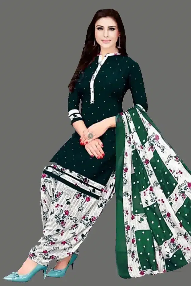 Unstitched Dress Material for Women & Girls (Green)