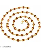 Rudraksha 5 Mukhi Japa Mala Rosary with Golden Cap for Men 