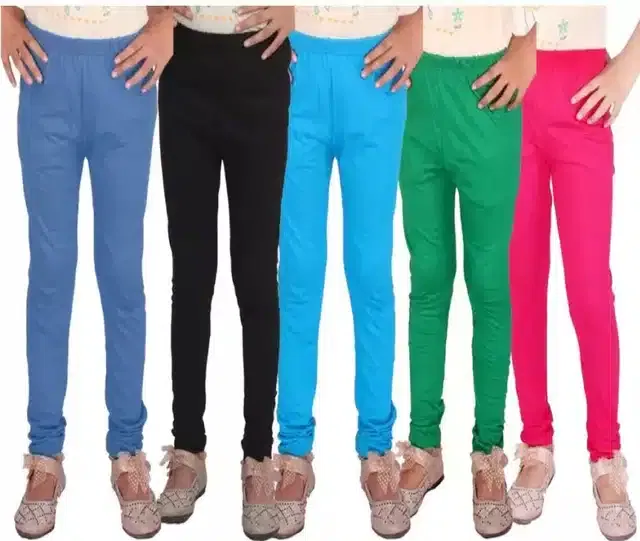 Soft & Comfortable Leggings for Girls (Pack of 5) (Multicolor, 14-15 Years)