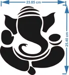 Akarts 25 cm Ganpati 100 dot 5 Diya Black mirror sticker