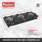 Khaitan 3 Burner BP-GIO MS Black Toughened Glass Glass Manual Gas Stove 