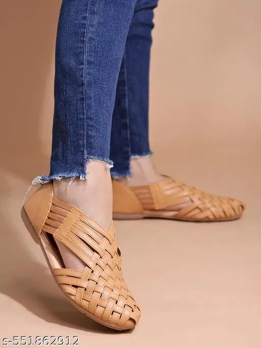 Solid Synthetic Ballerinas (Brown, 9.5-10 Years)