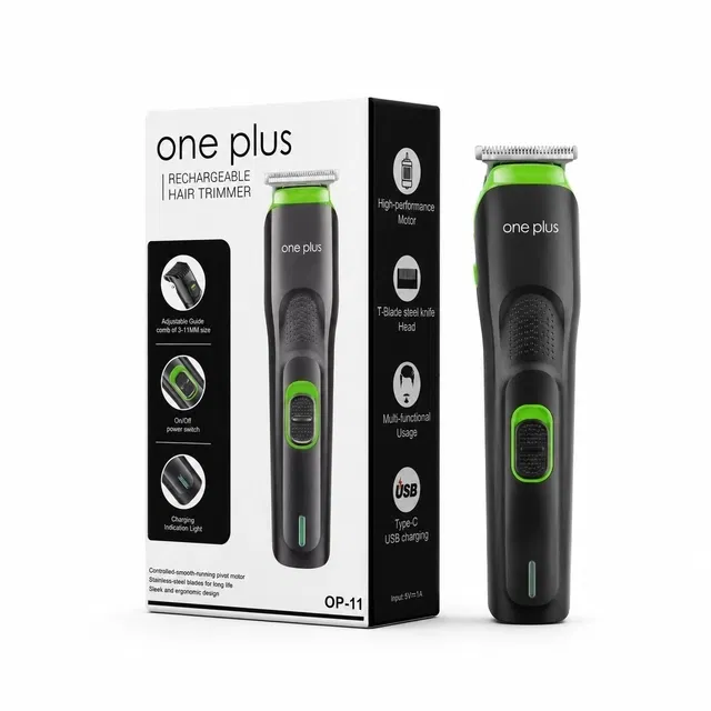 One Plus OP11 Trimmer for Men (Black) waterproof Trimmer 120 min Runtime 12 Length Settings