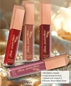 Skin Smoothie Matte Liquid Lipstick, Red Edition [Pack of 4]