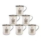 Leroyal Stainless Steel Tea Design Cup (Pack of 6, Silver)