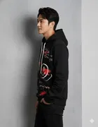 Fleece Printed Hoodie for Men, Black 