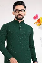 Cotton Blend Sequin Kurta for Men 
