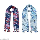 Poly Chiffon Printed Scarves for Women (Multicolor, 1.75 m) (Pack of 2)