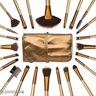 Synthetic Bristle Makeup Brushes Sets With Pouch- Golden, Set 24 Pcs