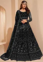 Net Embroidred Semi Stiched Lehenga Choli for Women 