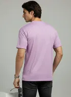 Polyester Round Neck T-shirt for Men, Lavendar 