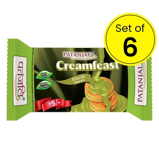 पतंजलि क्रीम फीस्ट इलाइची बिस्कुट 32.5 g (Set ऑफ़ 6)