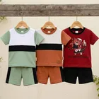 Solid Cotton Blend Top & Bottom Set for Boys 