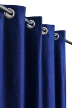 Polyester Blackout Plain Blue Door Curtain 7ft Pack of 1