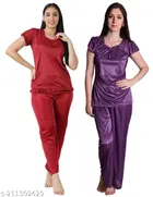 Satin Nightsuit Set for Women 