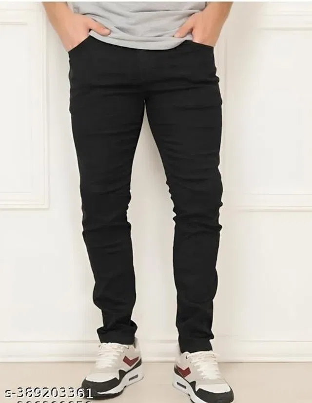 Denim Slim Fit Jeans for Men (Black, 36)
