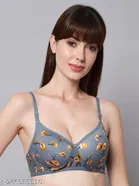 Cotton Blend Printed Padded Bra for Women 