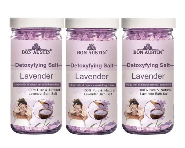 Bon Austin Detoxifying Lavender Bath Salt Crystal (200 g, Pack of 3)