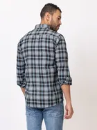 Cotton Blend Checkered Shirt for Men, Black 