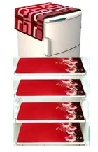 Knit Printed Fridge 4 Pcs Mat with Top Cover 